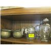 Image 1 : 2 BRASS POTS, A GLASS COFFEE PERCOLATOR & A GLASS ETCHED PITCHER