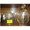 Image 3 : 2 BRASS POTS, A GLASS COFFEE PERCOLATOR & A GLASS ETCHED PITCHER