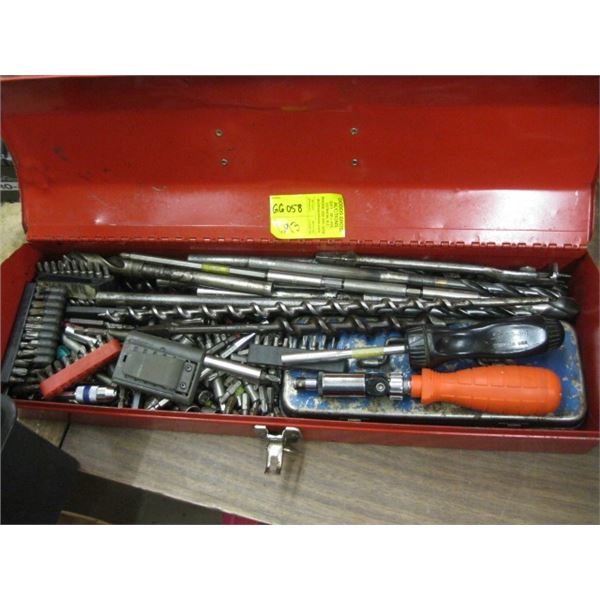 TOOLBOX WITH ASST. BITS, DRILL BITS, SCREWDRIVERS, ETC.