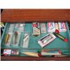 Image 2 : WOODEN FISHING BOX WITH ASST. LURES, ETC.
