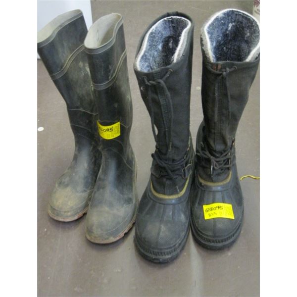 PAIR OF WINTER BOOTS & PAIR OF RUBBER BOOTS