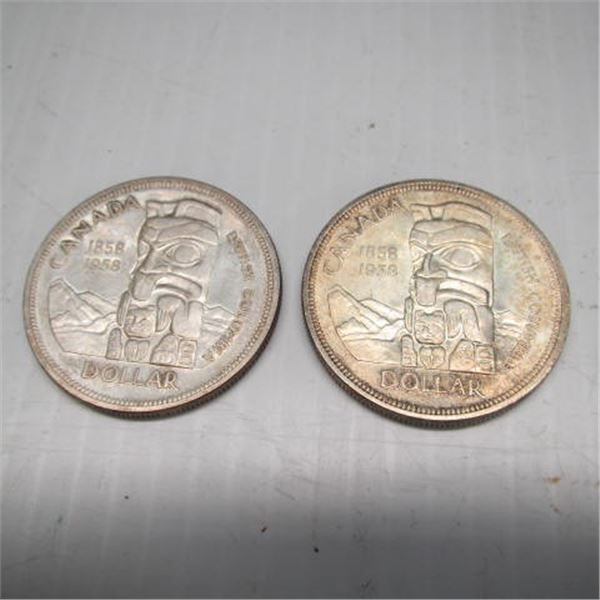 2 1958 CANADIAN $1 COINS