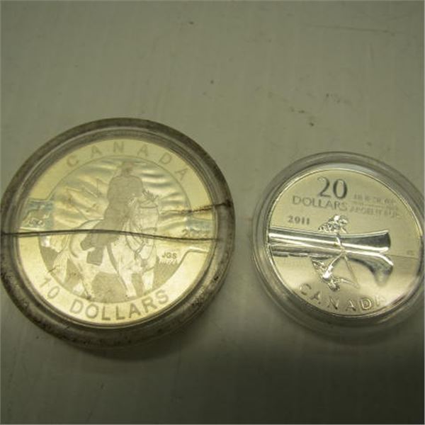 CANADIAN $10 COIN & CANADIAN $20 SILVER COIN