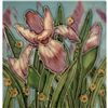 Image 1 : Handpainted Iris Ceramic Art Tile