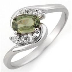 FINE 0.70ctw ACA Certified DIAMOND & GREEN SAPPHIRE RG