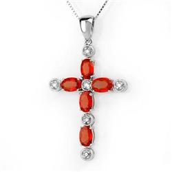 NECKLACE 3.15ctw CERTIFIED DIAMOND & ORANGE SAPPHIRE