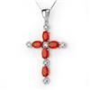 Image 1 : NECKLACE 3.15ctw CERTIFIED DIAMOND & ORANGE SAPPHIRE