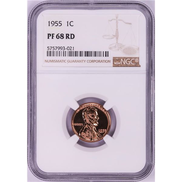 1955 Proof Lincoln Wheat Cent Coin NGC PF68RD