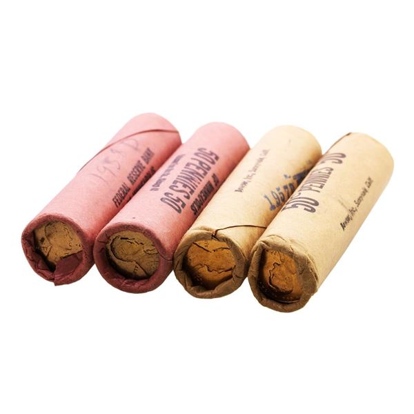 Lot of (2) 1957-D & 1958-D (50) Brilliant Uncirculated Lincoln Wheat Cent Coin Rolls