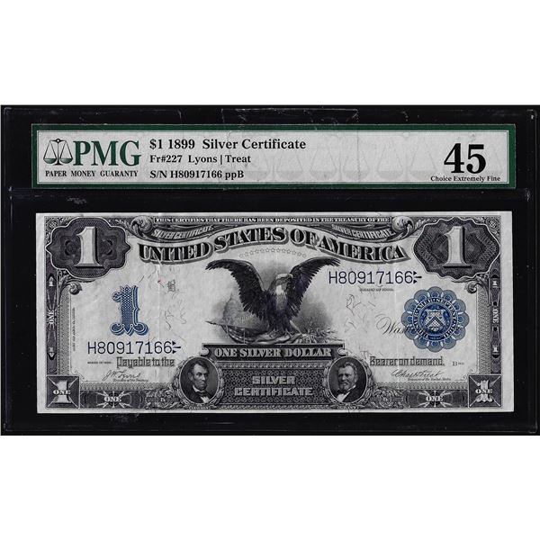 1899 $1 Black Eagle Silver Certificate Note Fr.227 PMG Choice Extremely Fine 45