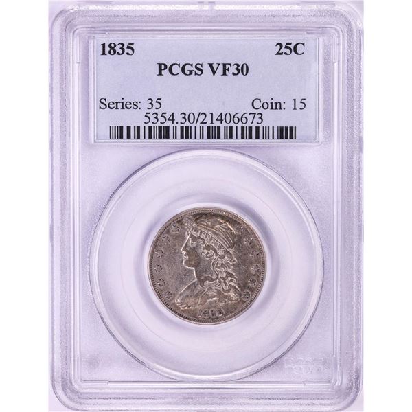 1835 Capped Bust Quarter Coin PCGS VF30