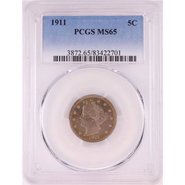 1911 Liberty Head V Nickel Coin PCGS MS65