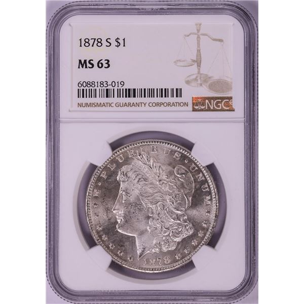 1878-S $1 Morgan Silver Dollar Coin NGC MS63