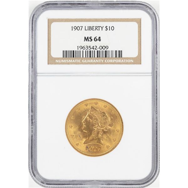 1907 $10 Liberty Head Eagle Gold Coin NGC MS64