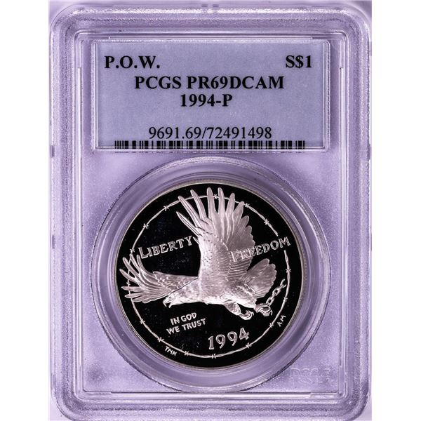 1994-P $1 Proof P.O.W. Commemorative Silver Dollar Coin PCGS PR69DCAM