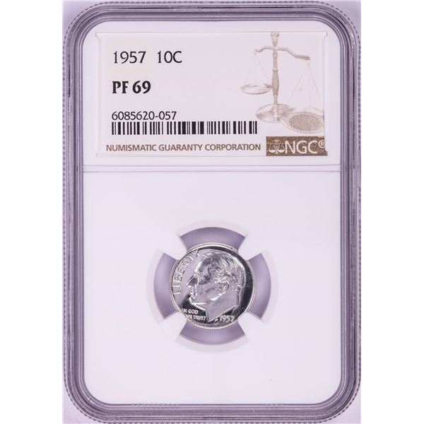1957 Proof Roosevelt Dime Coin NGC PF69