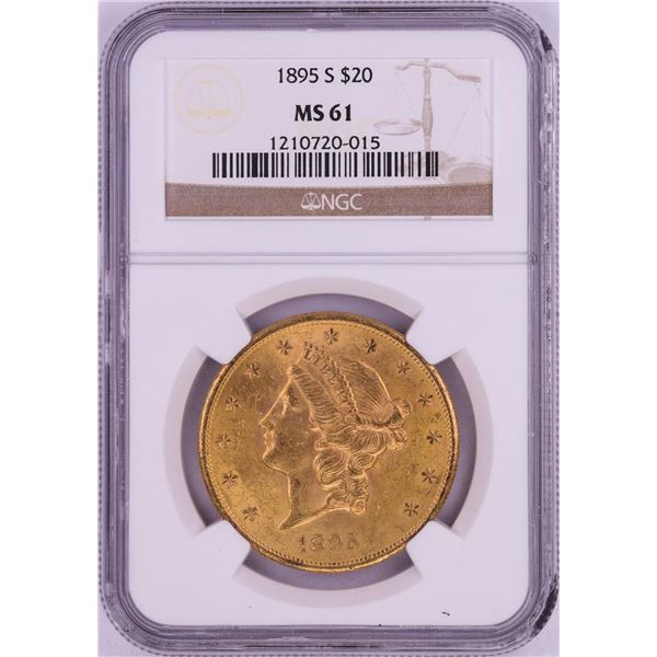1895-S $20 Liberty Head Double Eagle Gold Coin NGC MS61- Chipped Holder
