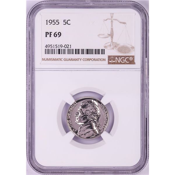 1955 Proof Jefferson Nickel Coin NGC PF69