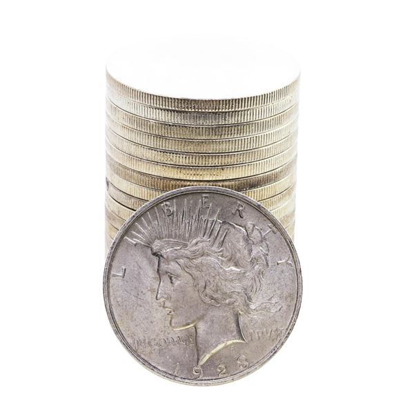 Roll of (20) Brilliant Uncirculated 1923 $1 Peace Silver Dollar Coins