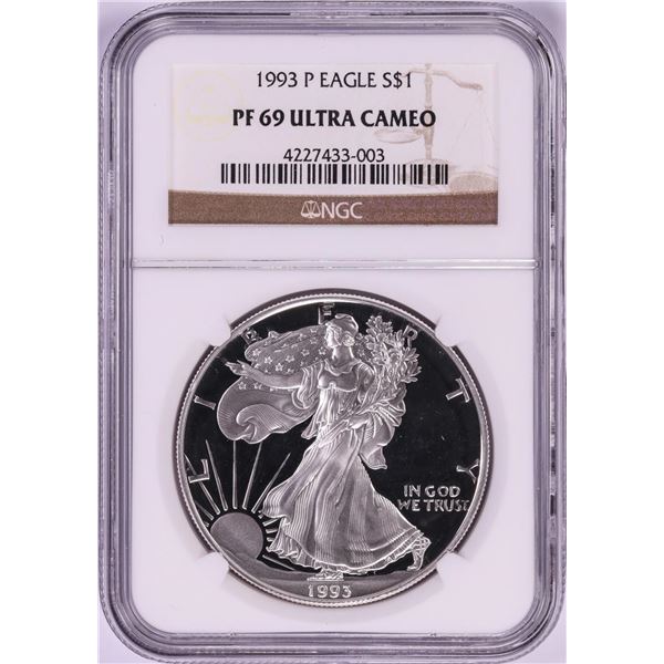 1993-P $1 Proof American Silver Eagle Coin NGC PF69 Ultra Cameo
