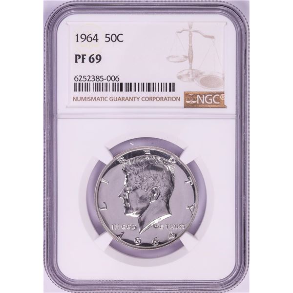1964 Proof Kennedy Half Dollar Coin NGC PF69