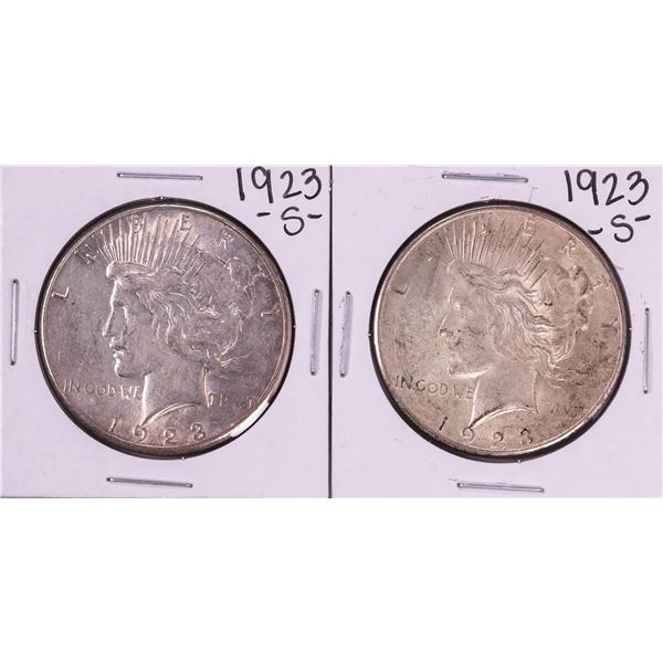 Lot of (2) 1923-S $1 Peace Silver Dollar Coins