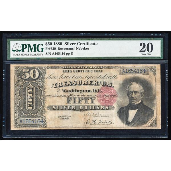 1880 $50 Silver Certificate Note Fr.329 PMG Very Fine 20
