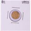 Image 1 : 1853 Type 1 $1 Liberty Head Gold Dollar Coin