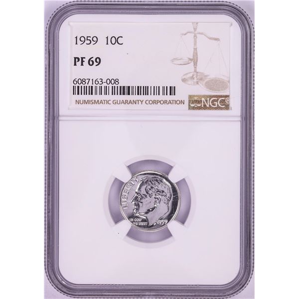 1959 Proof Roosevelt Dime Coin NGC PF69