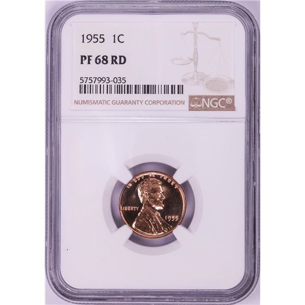 1955 Proof Lincoln Wheat Cent Coin NGC PF68RD