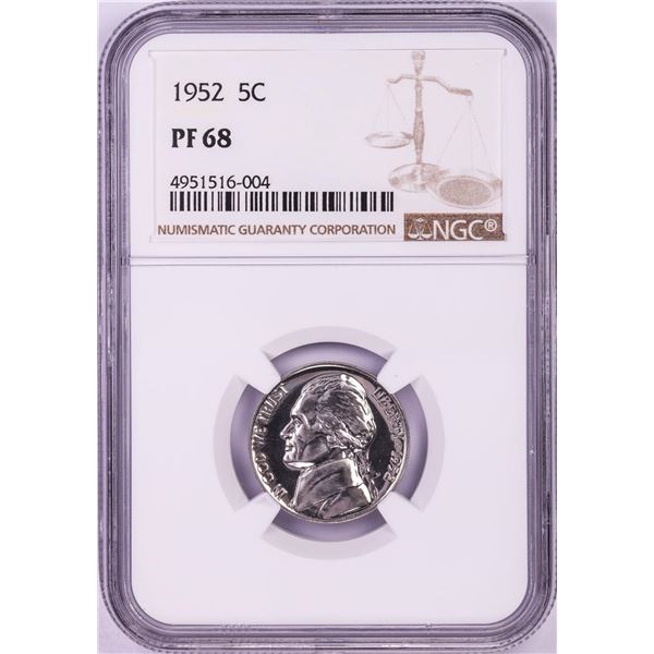 1952 Proof Jefferson Nickel Coin NGC PF68