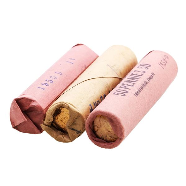 Lot of 1956-D to 1958-D (50) Brilliant Uncirculated Lincoln Wheat Cent Coin Rolls