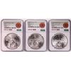 Image 1 : Lot of (3) 1979Mo Mexico 1 Onza Silver Coins NGC MS62