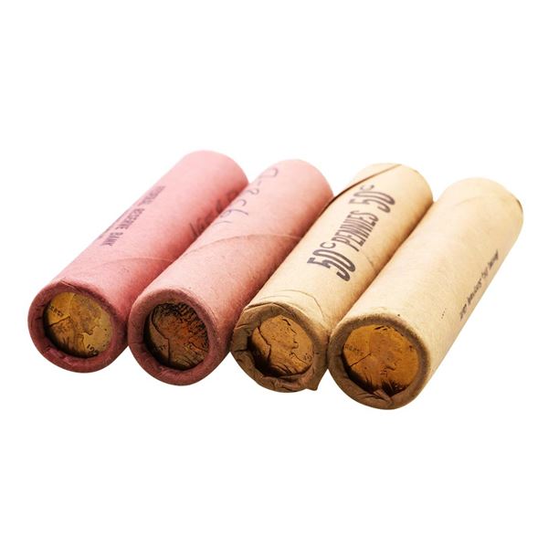 Lot of (2) 1957-D & 1958-D (50) Brilliant Uncirculated Lincoln Wheat Cent Coin Rolls