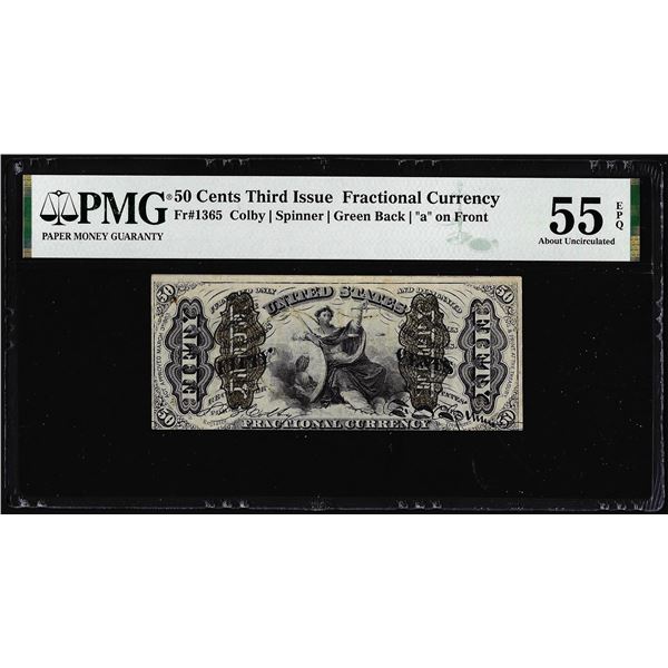 1863 Third Issue 50 Cents Fractional Currency Note Fr.1365 PMG About Unc. 55EPQ