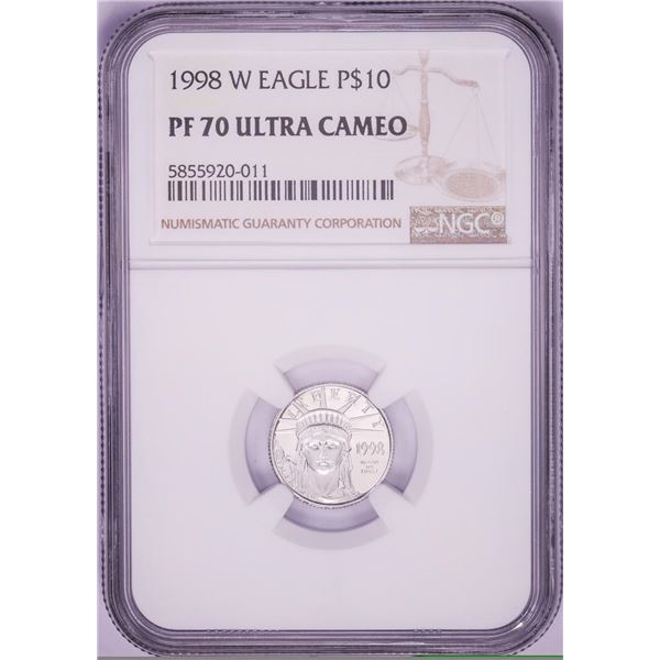 1998-W $10 Proof American Platinum Eagle Coin NGC PF70 Ultra Cameo