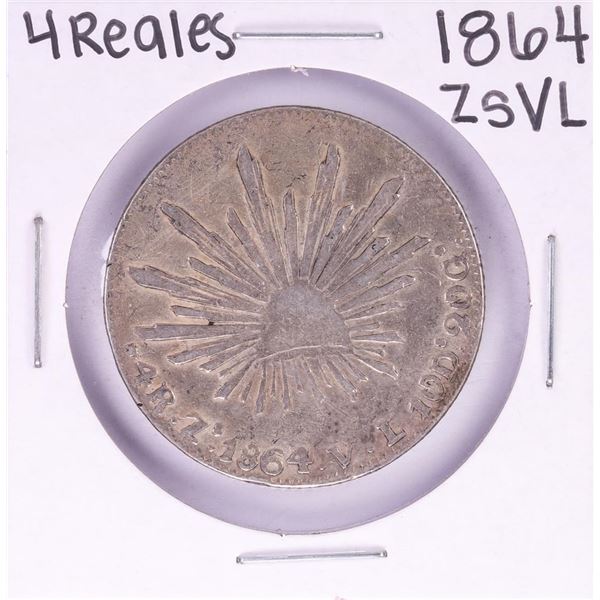 1864 ZsVL Mexico 4 Reales Silver Coin