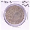 Image 1 : 1864 ZsVL Mexico 4 Reales Silver Coin