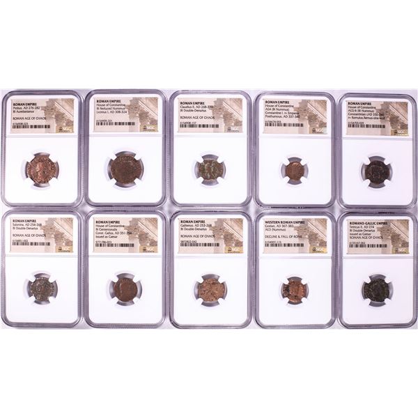 Lot of (10) Ancient Roman Empire Coins NGC Certified