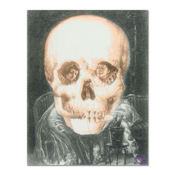"Ringo" Daniel Funes "Gothic Skull (Dali)" Original Mixed Media on Canvas