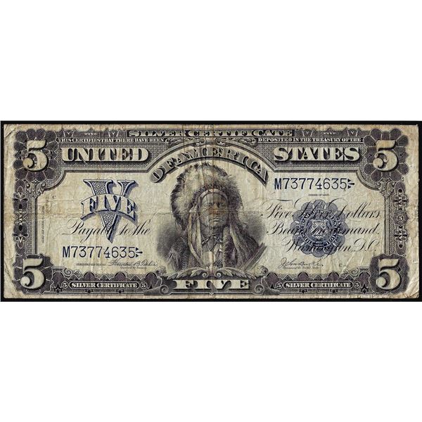 1899 $5 Indian Chief Silver Certificate Note