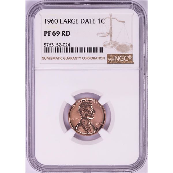 1960 Large Date Proof Lincoln Memorial Cent Coin NGC PF69RD