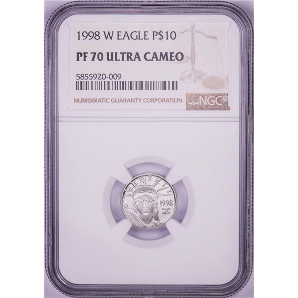 1998-W $10 Proof American Platinum Eagle Coin NGC PF70 Ultra Cameo