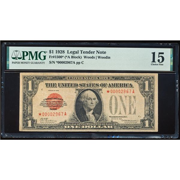 1928 $1 Legal Tender Star Note Fr.1500* PMG Choice Fine 15