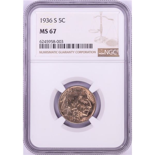 1936-S Buffalo Nickel Coin NGC MS67