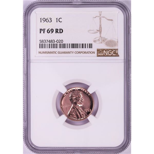 1963 Proof Lincoln Memorial Cent Coin NGC PF69RD