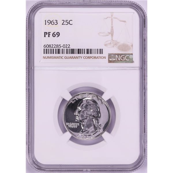 1963 Proof Washington Quarter Coin NGC PF69