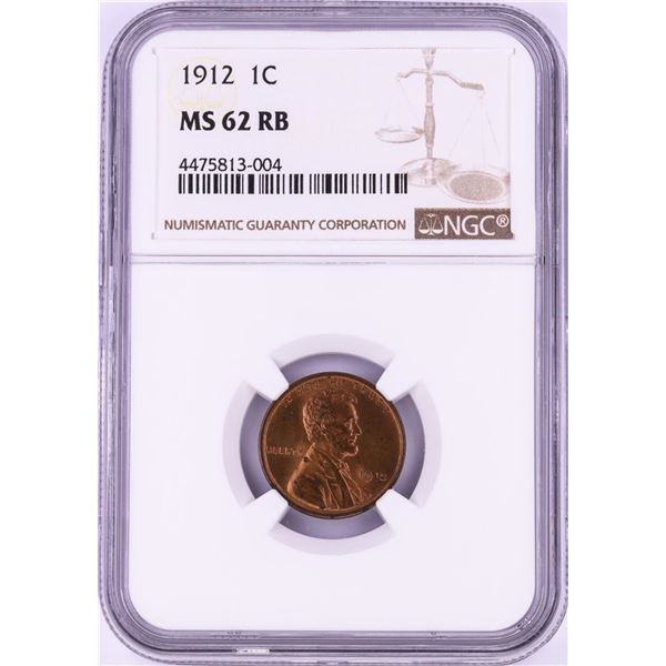 1912 Lincoln Wheat Cent Coin NGC MS62RB