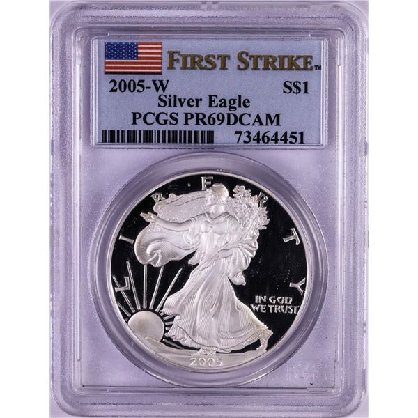 2005-W $1 American Silver Eagle Coin PCGS PR69DCAM First Strike