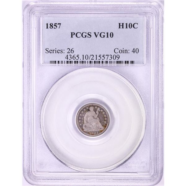 1857 Seated Liberty Half Dime Coin PCGS VG10